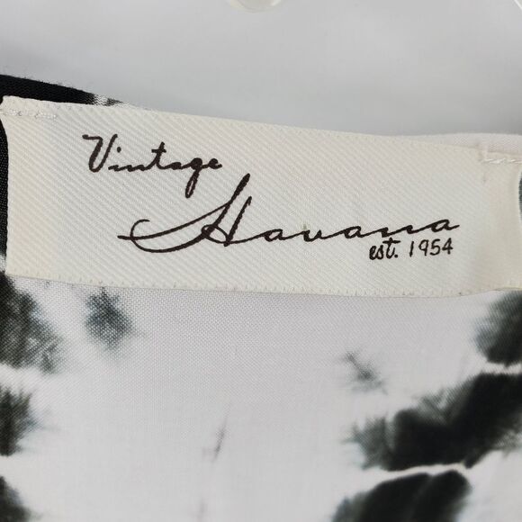 VINTAGE HAVANA womens S black white tie dye rayon boho top - Picture 6 of 7